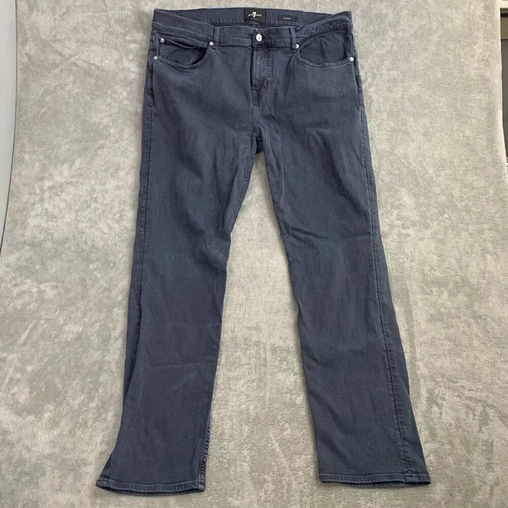 7 for all Mankind Slimmy Jeans Mens 40x31” Faded Blue Straight Leg Denim Stretch